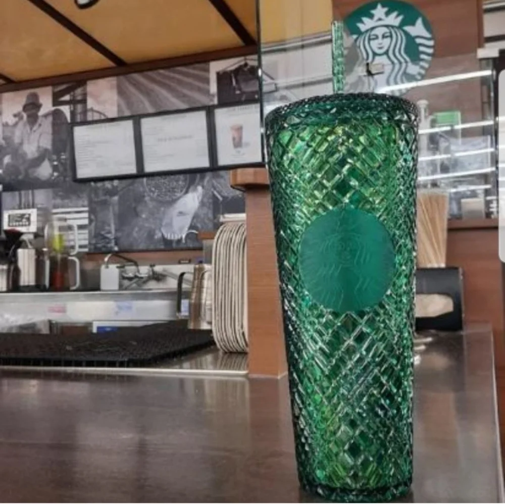 Starbucks 2022 Sparkling Iridescent Grid Acrylic Wall - Picture 2 of 5